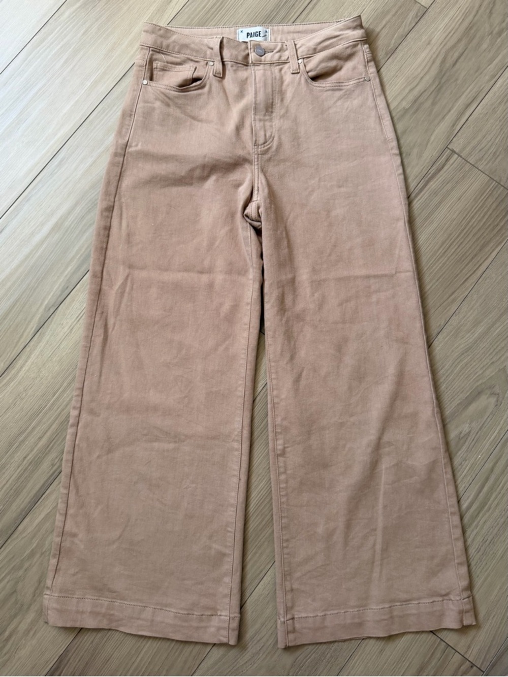 PAIGE Anessa Wide Leg Ankle Jeans Camel Tan Luxe Coat High Rise 27x27